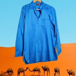 Vintage Con-Cave Kurta Sz 44 Blue Men's Shirt Tunic
